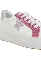 Women's metallic star glitter sneakers with pink accents for stylish casual wear