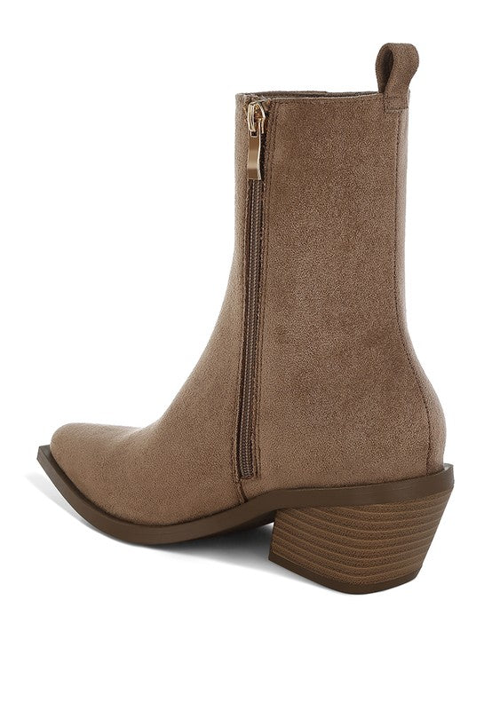 Rag Company microfiber Chelsea boots for men in taupe with side zipper and stacked heel
