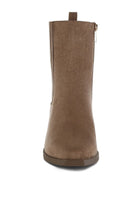 Rag Company Microfiber Chelsea Boots for men in brown with a sleek design and zipper detail