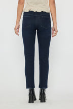Women's dark blue mid rise jeans for everyday casual wear