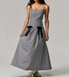 Women's black and white midi dress, lightweight cotton, perfect for summer outings