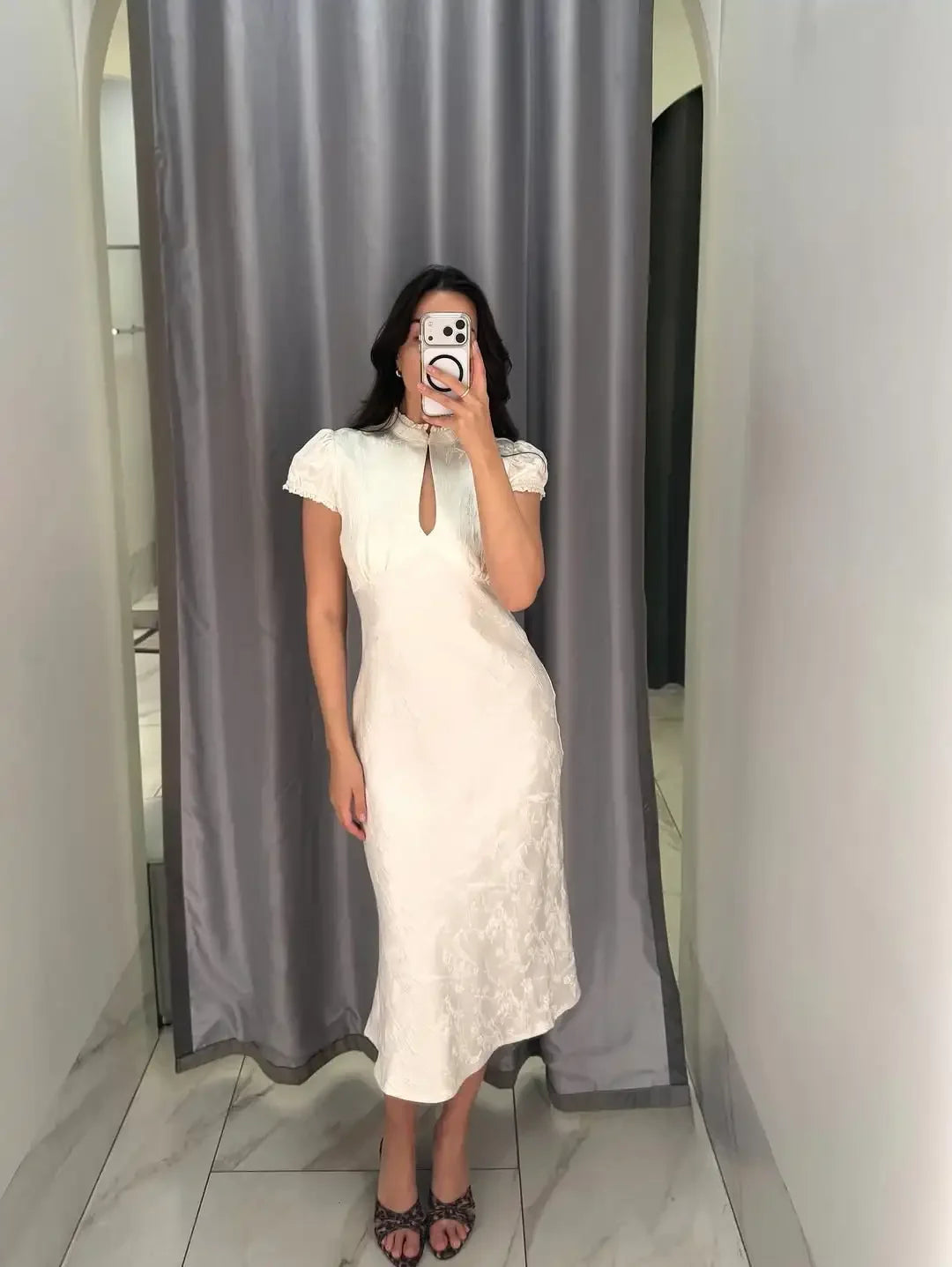 Women's white midi dress, perfect for summer events