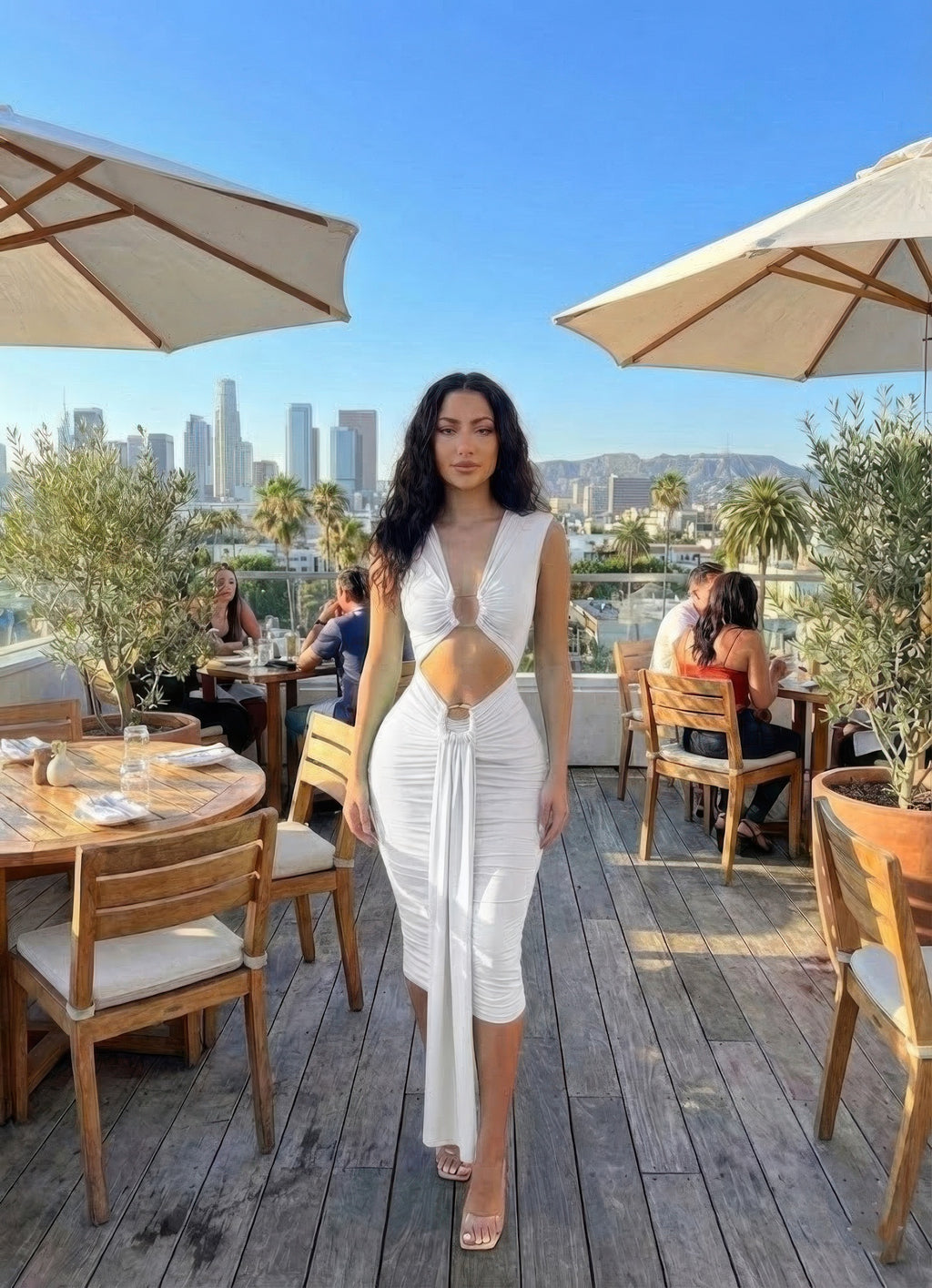 White midi dress by VacationGrabs, perfect for summer outings
