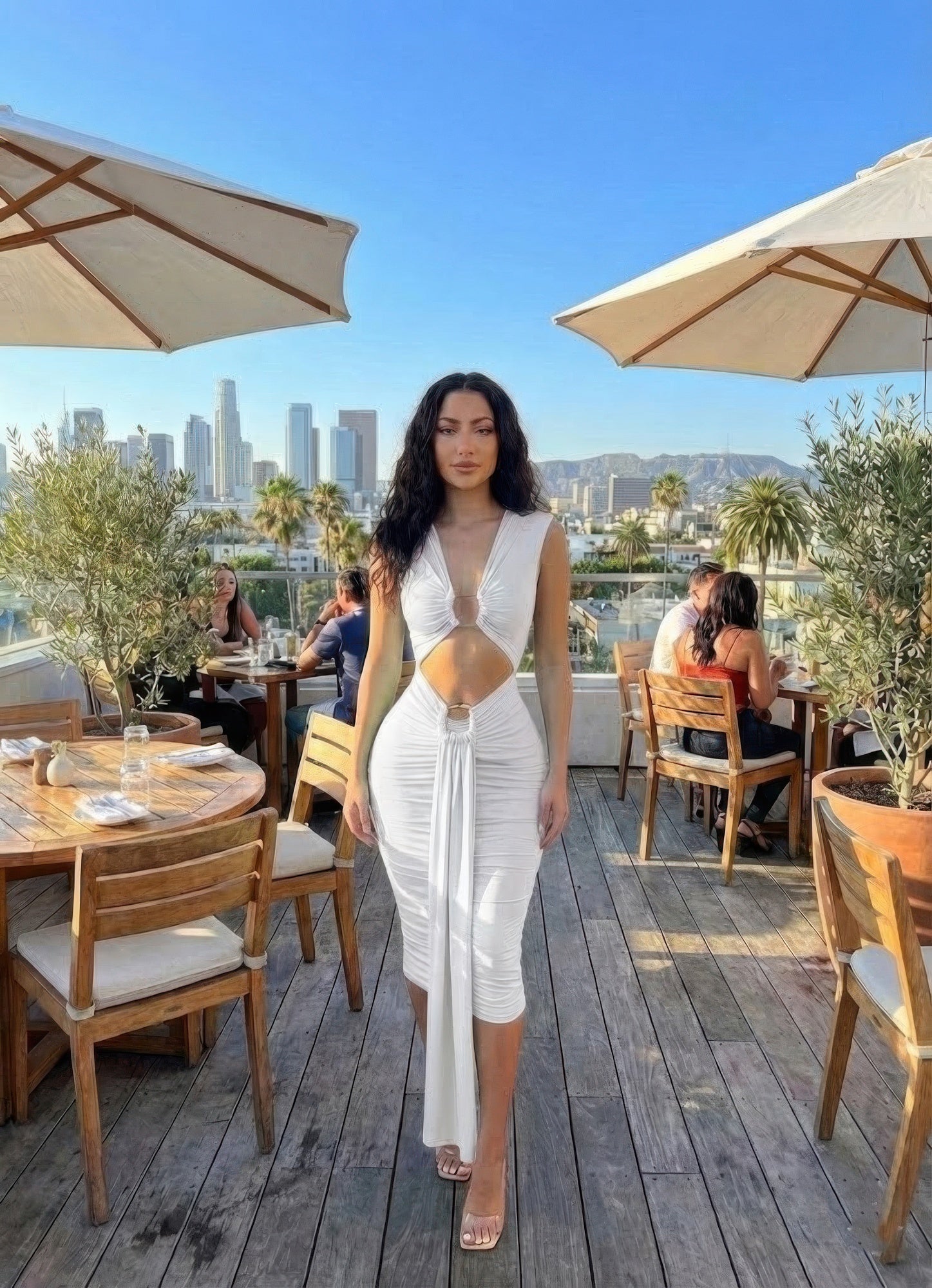 White midi dress by VacationGrabs, perfect for summer outings