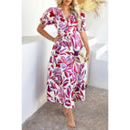 women's midi dress in floral print, perfect for summer outings