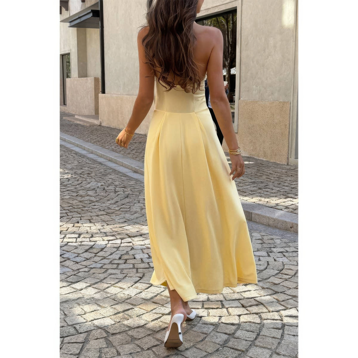 Chic Yellow Midi Dress