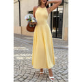 Yellow midi dress, sleeveless fit, perfect for summer outings