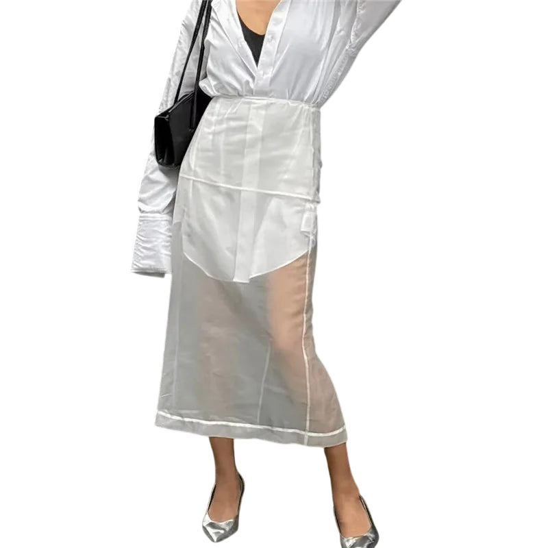 Chic Sheer Midi Skirt for Women’s Travel Attire