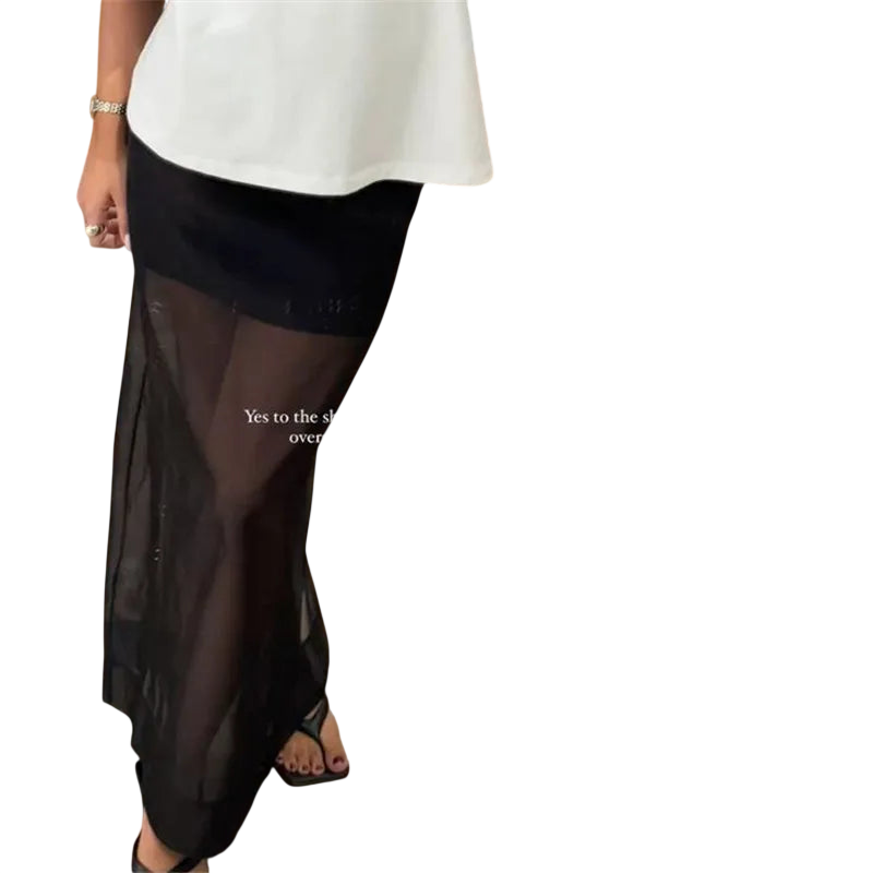 Chic Sheer Midi Skirt for Women’s Travel Attire
