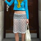 Women's sheer white midi skirt with polka dots for casual wear