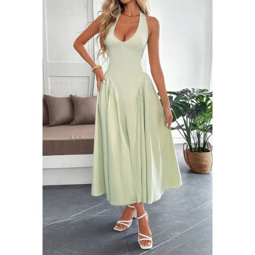 Mint green midi sundress for women, perfect for summer events