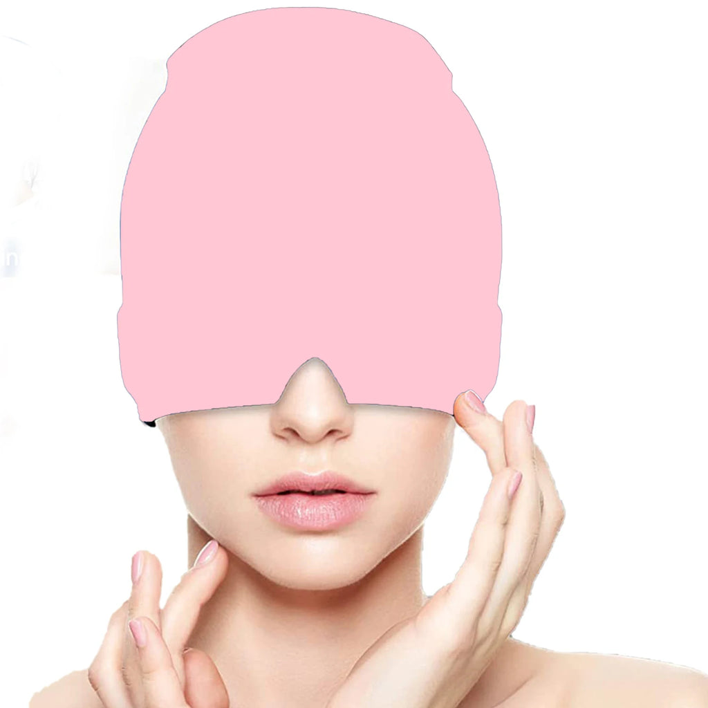 Pink migraine relief cap for soothing headaches and tension