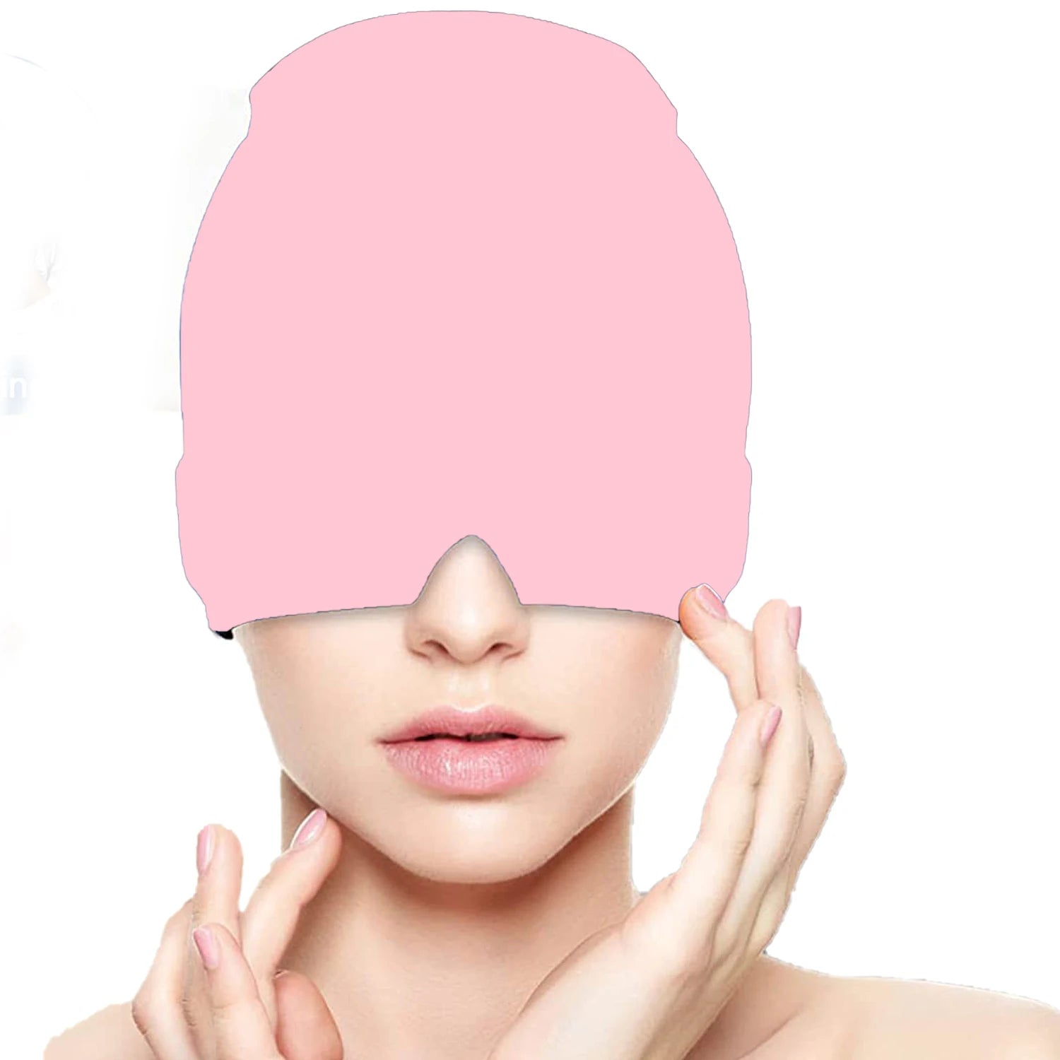 Pink migraine relief cap for soothing headaches and tension