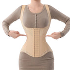 Beige waist corset trainer for shaping and support during workouts