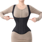 Black waist corset trainer for shaping and support during workouts