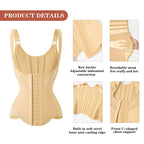Beige waist corset trainer with adjustable straps and breathable mesh design