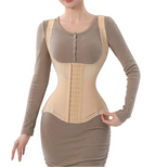 Beige waist corset trainer with adjustable straps for support
