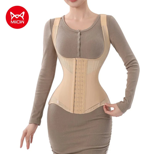Beige waist corset trainer with adjustable straps for support