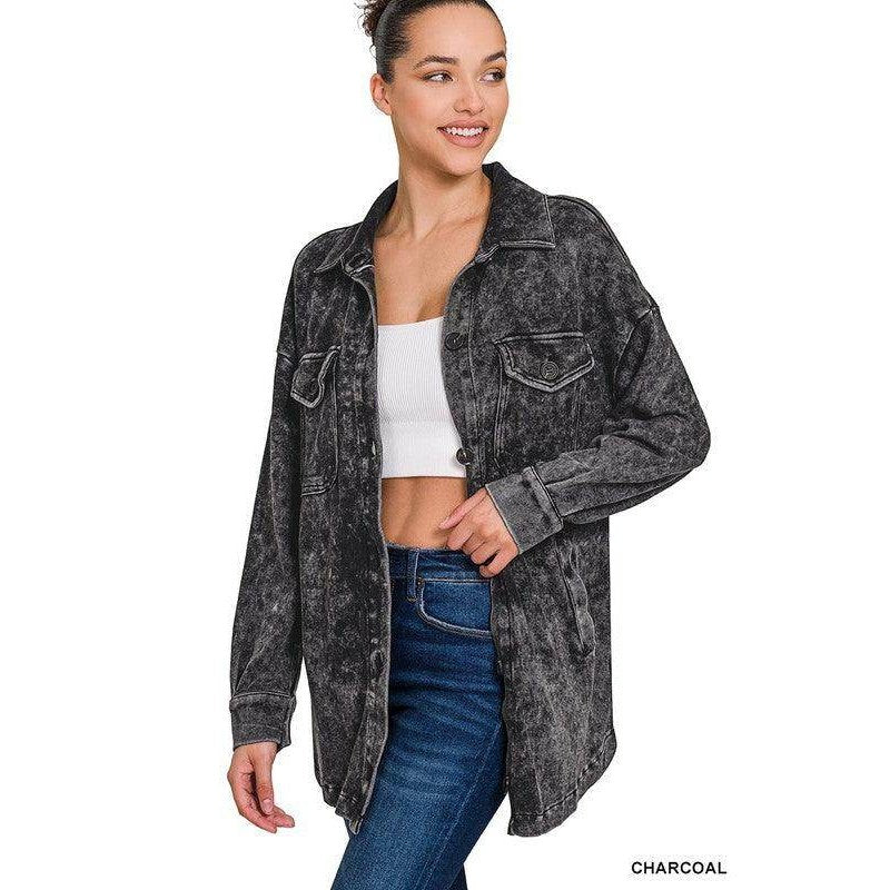 Mineral Washed Shacket - VacationGrabs