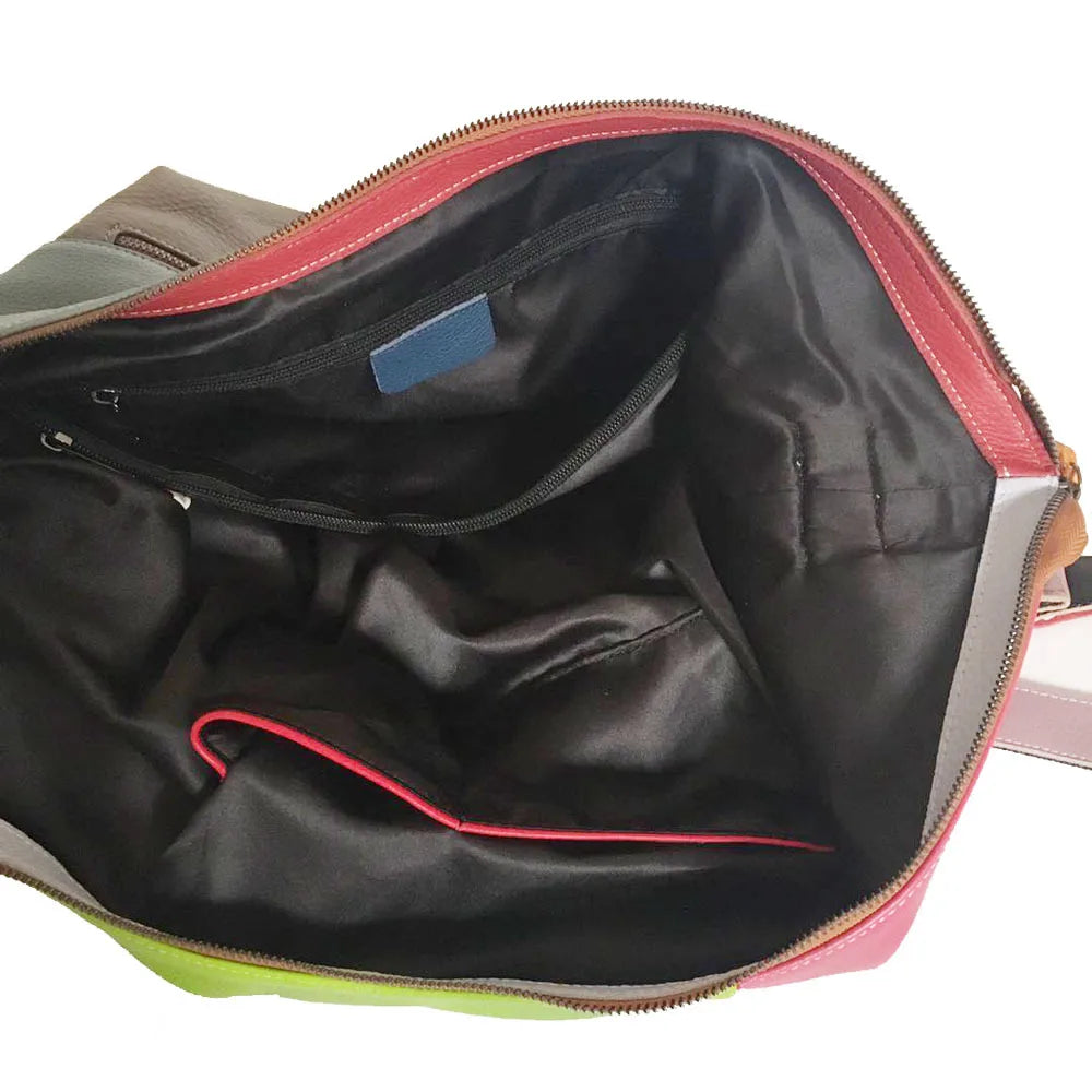 Interior of mini leather crossbody bags with multiple pockets and compartments