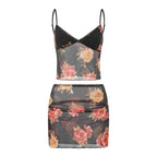 Women's floral mini skirt and matching top for summer outings
