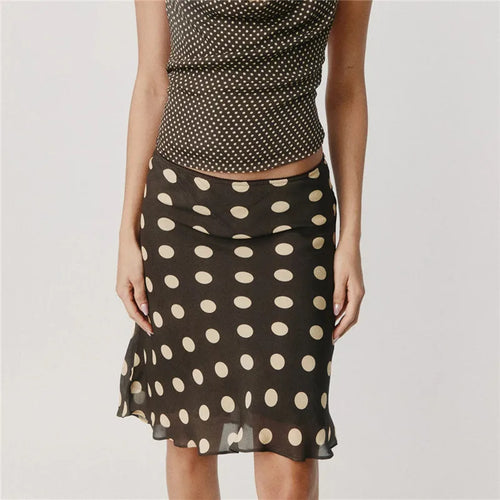 Women's black polka dot mini skirt, lightweight for casual wear