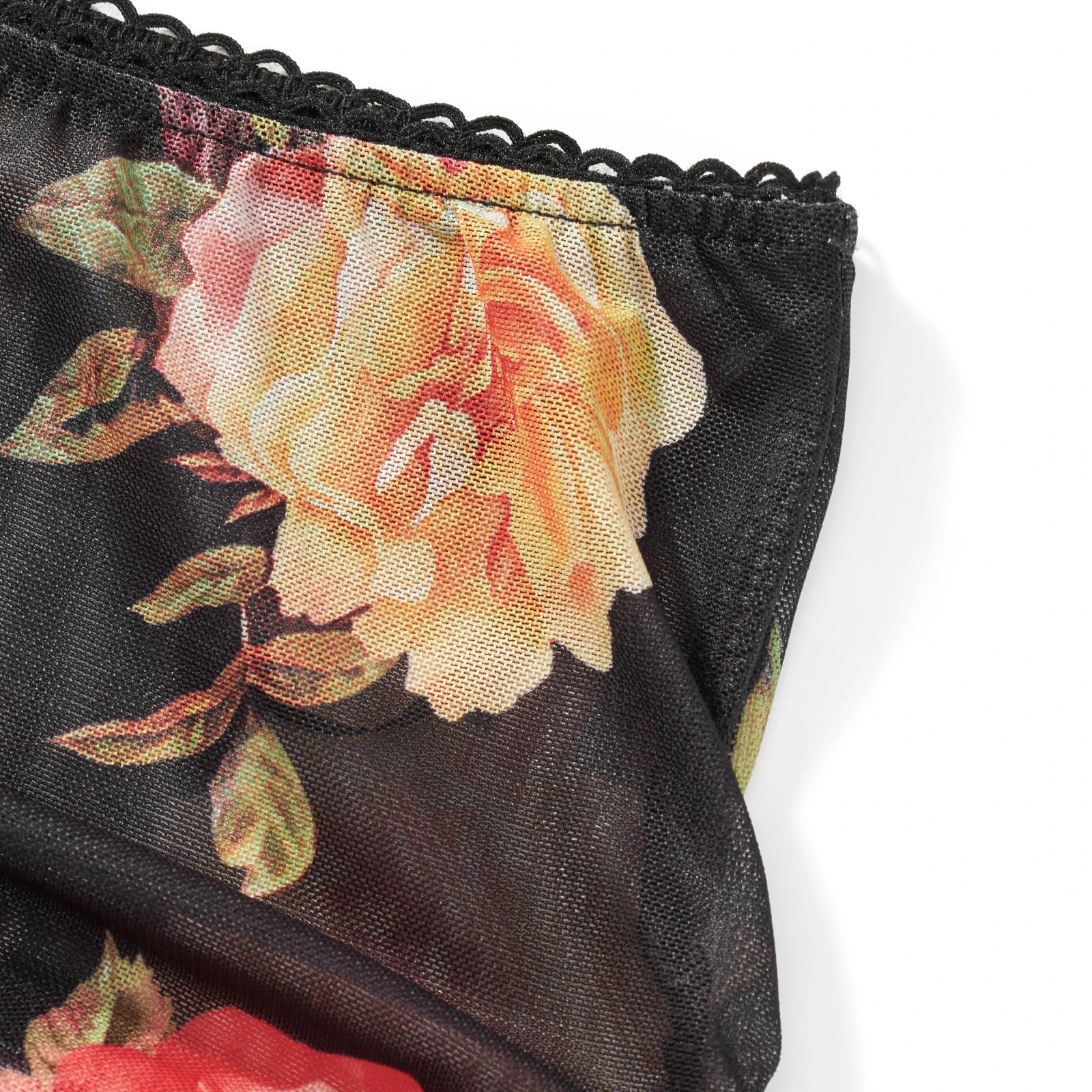 Women's floral print mini skirt, lightweight mesh for summer outings
