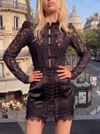 Black mini skirt with lace detailing, perfect for evening outings
