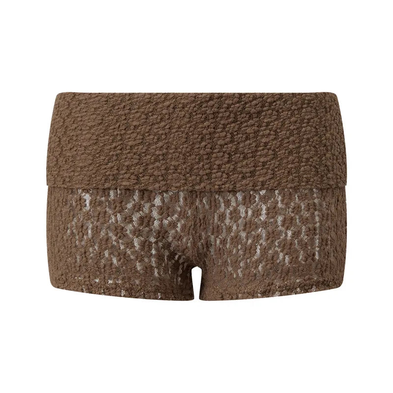 Brown mini skirt shorts, soft material for casual outings