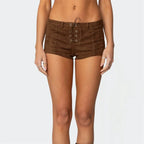 Women's brown mini skirt shorts, perfect for summer outings