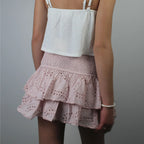 Women's pink flouncy mini skirts and breathable cotton for summer outings