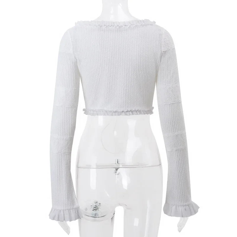 Women's lightweight mini skirts and cropped sweater for casual outings