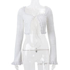 Women's white cropped sweater set, perfect for mini skirts and casual outings