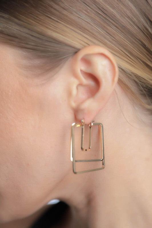 Women's Jewelry - Earrings Minimal Gold Square Cut Out Earrings