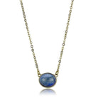 Minimalist gold chain pendant jewelry featuring a blue stone on a delicate chain