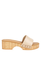 Sandales Minny en cuir à talons texturés, à enfiler