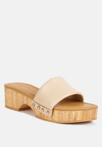 Sandales Minny en cuir à talons texturés, à enfiler