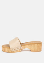 Sandales Minny en cuir à talons texturés, à enfiler