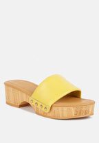 Sandales Minny en cuir à talons texturés, à enfiler