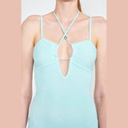 Womens Mint Spaghetti Strap Midi Dress With Slit - VacationGrabs