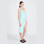 Emory Park mint midi dress for women featuring a stylish slit and strappy design