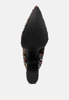 London Rag International mirror embellished platform boots with colorful decorative details on the upper sole