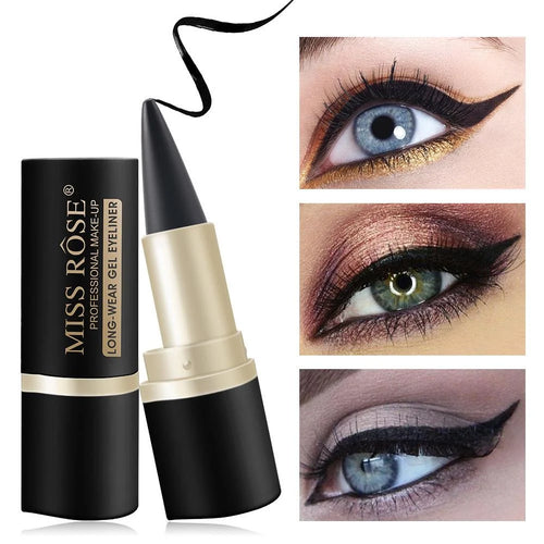 Black waterproof creamy eyeliner pencil for precise eye makeup application