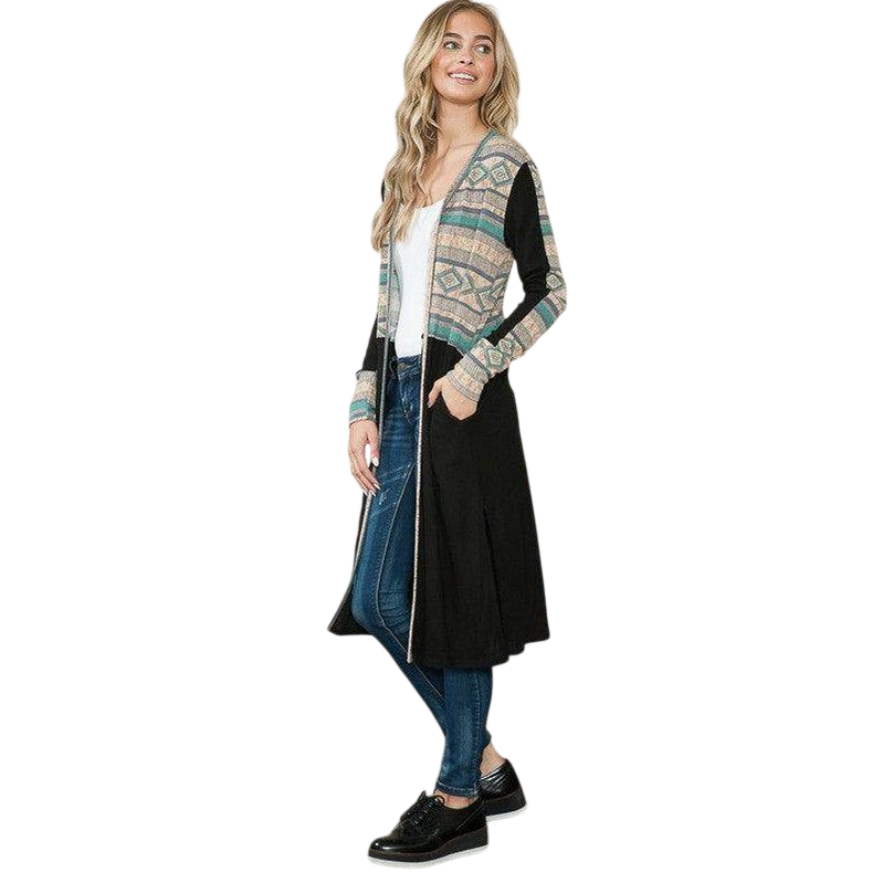 Mixed Tribal Maxi Cardigan Sweater