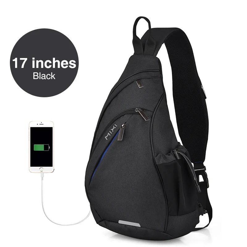 Black bag with sling, 17 inches, perfect for travel and daily use