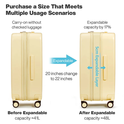 VacationGrabs best travel luggage carry-on, expandable, yellow color, perfect for trips