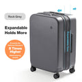 Rock grey expandable carry-on luggage from VacationGrabs, best travel luggage carry-on