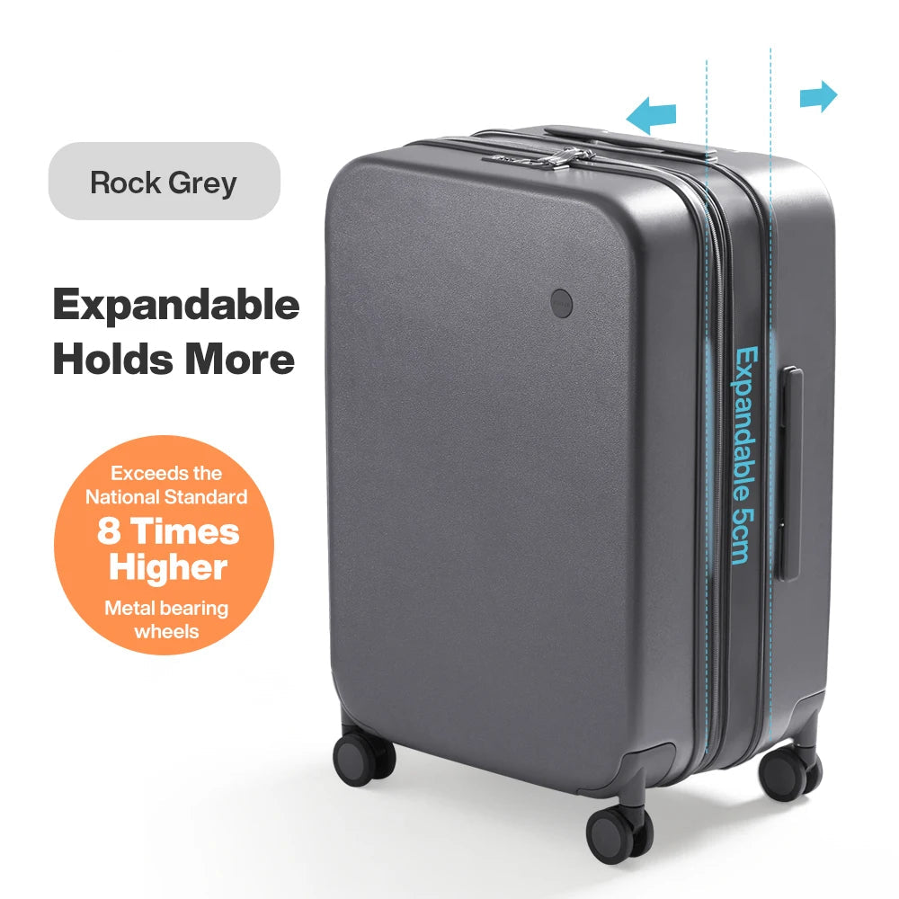 Rock grey expandable carry-on luggage from VacationGrabs, best travel luggage carry-on