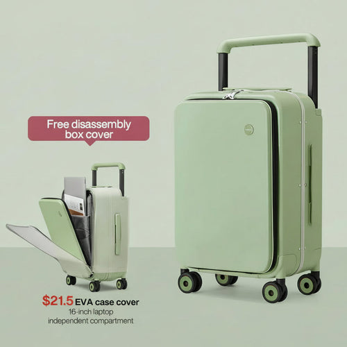 Green carry on size luggage dimensions with free disassembly box cover