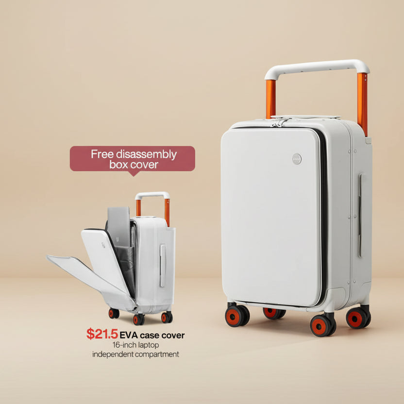 White carry on size luggage dimensions with free disassembly box cover
